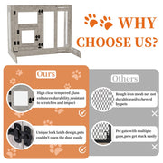 32" Tall Dog Door Gate Freestanding Adjustable Pet Barrier Gate Doorways Stairs