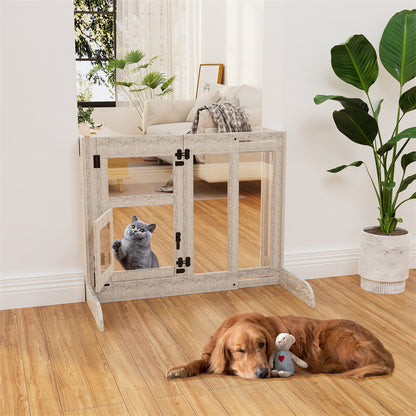 32" Tall Dog Door Gate Freestanding Adjustable Pet Barrier Gate Doorways Stairs V767-XPETDL78