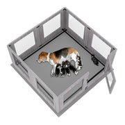 Fin 8 Panel Safest Tempered Glass Dog Whelping Pen Box Shatter-Proof Playpen Exercise Box V767-XPETGHWL-12