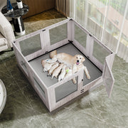 Fin 8 Panel Safest Tempered Glass Dog Whelping Pen Box Shatter-Proof Playpen Exercise Box V767-XPETGHWL-12