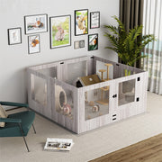 Fin 8 Panel Safest Tempered Glass Dog Whelping Pen Box Shatter-Proof Playpen Exercise Box V767-XPETGHWL-12