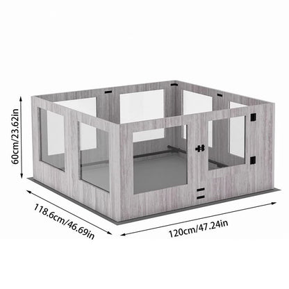 Fin 8 Panel Safest Tempered Glass Dog Whelping Pen Box Shatter-Proof Playpen Exercise Box V767-XPETGHWL-12