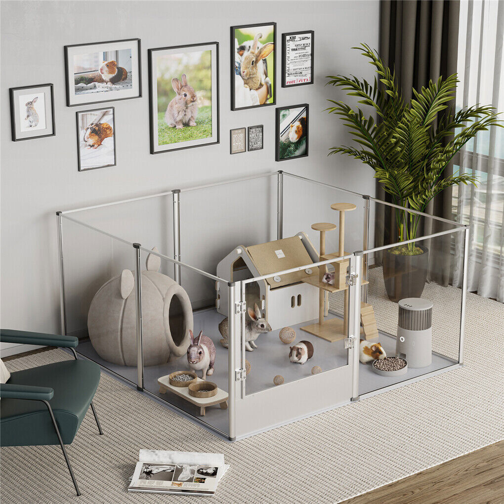 Versatile Sleek Thick Acrylic Pet Playpen Dog Puppies Run Kennel Rabbit Play Pen V767-XPETSYL-12S