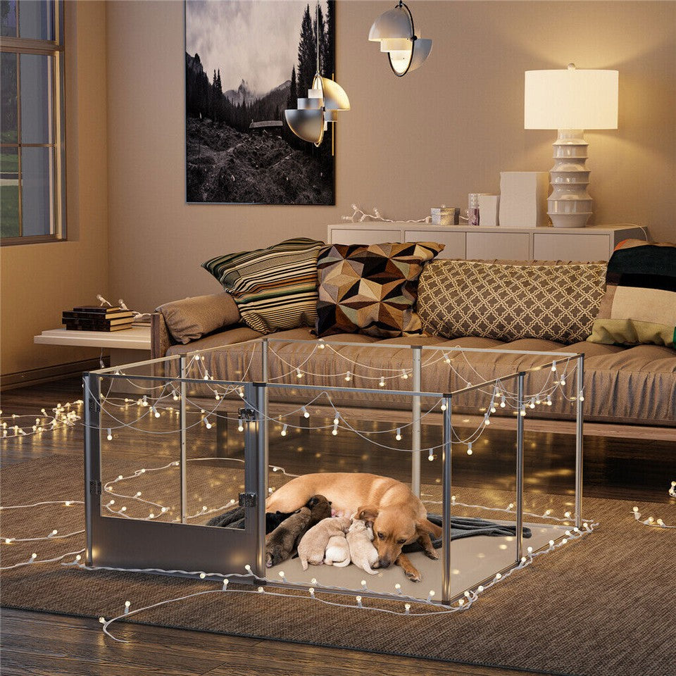 Versatile Sleek Thick Acrylic Pet Playpen Dog Puppies Run Kennel Rabbit Play Pen V767-XPETSYL-12S