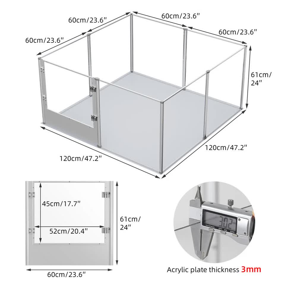 Versatile Sleek Thick Acrylic Pet Playpen Dog Puppies Run Kennel Rabbit Play Pen V767-XPETSYL-12S