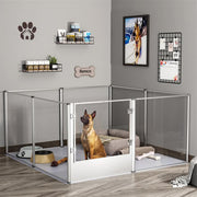 81cm Highest Acrylic Dog Whelping Pen Box Safe Aluminum Frame Pet Playpen w/ Mat V767-XPETSYL-13S-V1