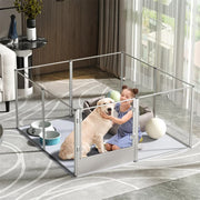81cm Highest Acrylic Dog Whelping Pen Box Safe Aluminum Frame Pet Playpen w/ Mat V767-XPETSYL-13S-V1