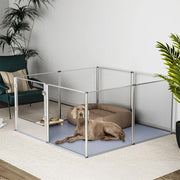 81cm Highest Acrylic Dog Whelping Pen Box Safe Aluminum Frame Pet Playpen w/ Mat V767-XPETSYL-13S-V1