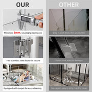 81cm Highest Acrylic Dog Whelping Pen Box Safe Aluminum Frame Pet Playpen w/ Mat V767-XPETSYL-13S-V1