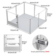 81cm Highest Acrylic Dog Whelping Pen Box Safe Aluminum Frame Pet Playpen w/ Mat V767-XPETSYL-13S-V1