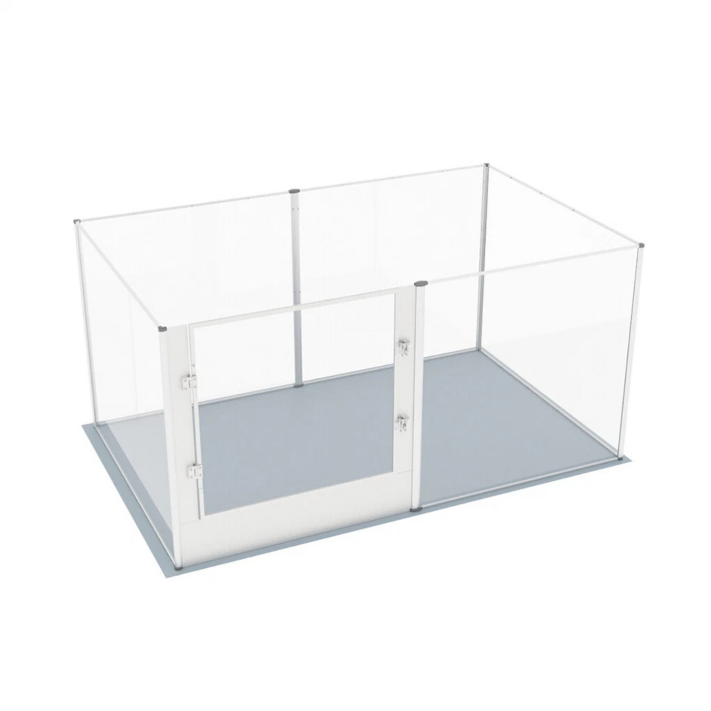 Silver Transparent Acrylic 6 Panel Dog Playpen Indoor Fence Whelping Box with Lock Door V767-XPETSYL-16S-V1
