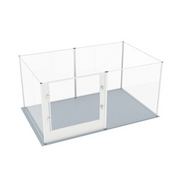 Silver Transparent Acrylic 6 Panel Dog Playpen Indoor Fence Whelping Box with Lock Door V767-XPETSYL-16S-V1
