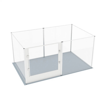 Silver Transparent Acrylic 6 Panel Dog Playpen Indoor Fence Whelping Box with Lock Door V767-XPETSYL-16S-V1