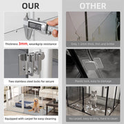 Silver Transparent Acrylic 6 Panel Dog Playpen Indoor Fence Whelping Box with Lock Door V767-XPETSYL-16S-V1