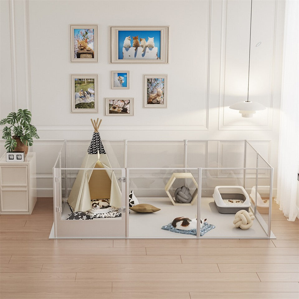 10-Piece Large Thicken Acrylic Dog Playpen Puppy Birth Fence with Waterproof Mat V767-XPETSYL-18S