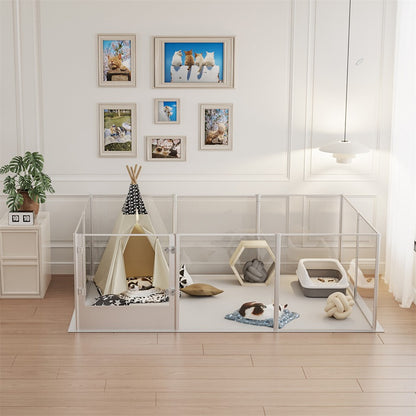 10-Piece Large Thicken Acrylic Dog Playpen Puppy Birth Fence with Waterproof Mat V767-XPETSYL-18S
