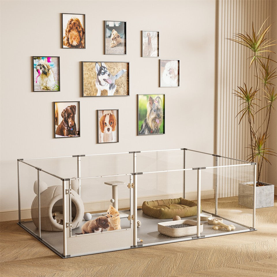 10-Piece Large Thicken Acrylic Dog Playpen Puppy Birth Fence with Waterproof Mat V767-XPETSYL-18S