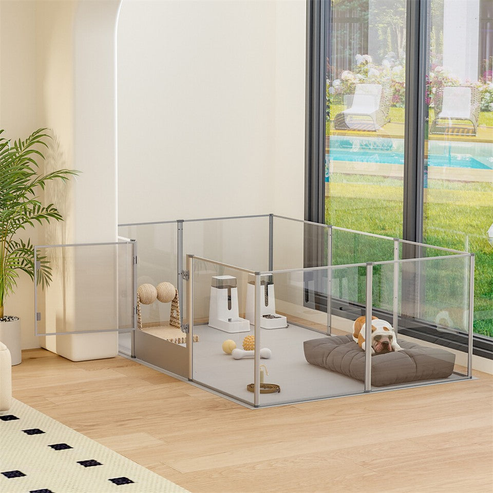 10-Piece Large Thicken Acrylic Dog Playpen Puppy Birth Fence with Waterproof Mat V767-XPETSYL-18S