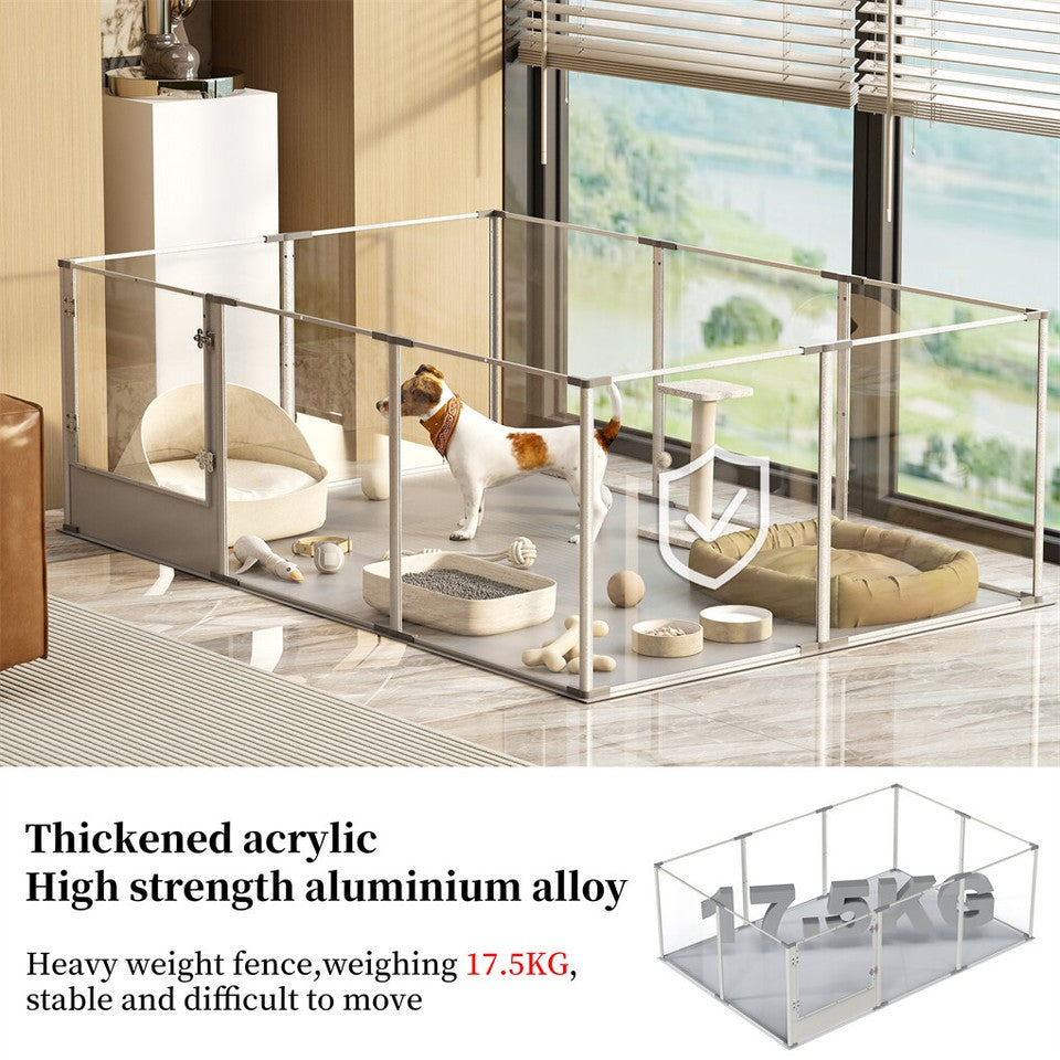 10-Piece Large Thicken Acrylic Dog Playpen Puppy Birth Fence with Waterproof Mat V767-XPETSYL-18S