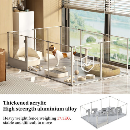 10-Piece Large Thicken Acrylic Dog Playpen Puppy Birth Fence with Waterproof Mat V767-XPETSYL-18S