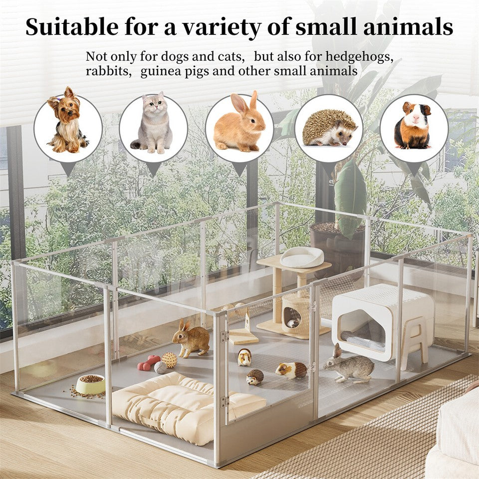 10-Piece Large Thicken Acrylic Dog Playpen Puppy Birth Fence with Waterproof Mat V767-XPETSYL-18S
