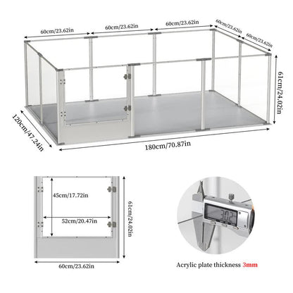10-Piece Large Thicken Acrylic Dog Playpen Puppy Birth Fence with Waterproof Mat V767-XPETSYL-18S