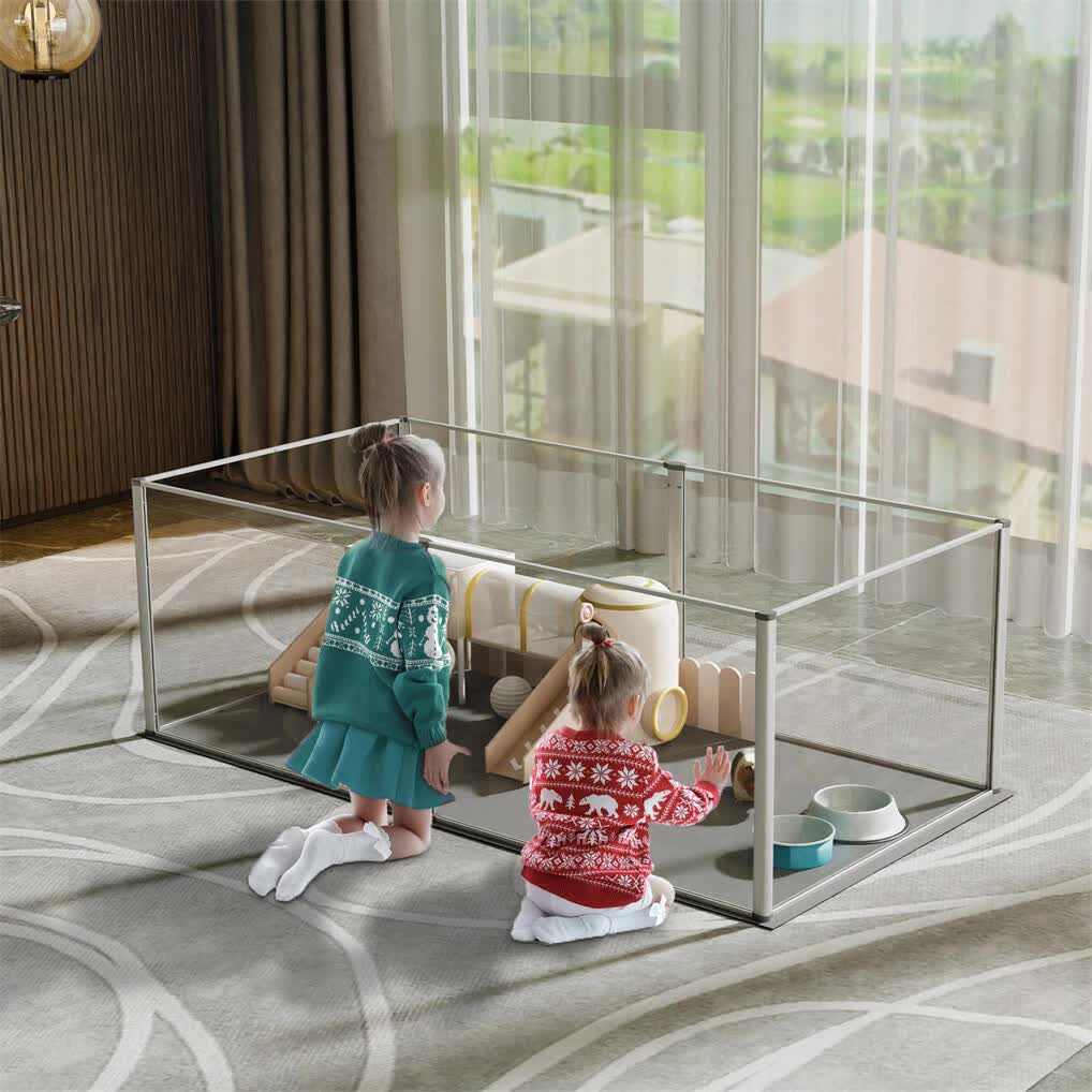 Large Acrylic Dog Playpen Fence Clear Pet Fertility Cage Fence Enclosure Playgroup V767-XPETSYL-6S-V1