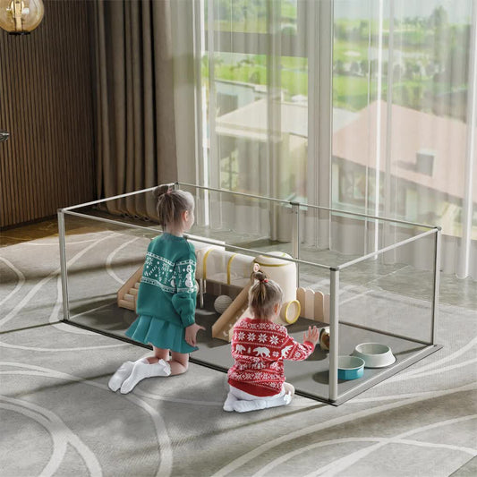 Large Acrylic Dog Playpen Fence Clear Pet Fertility Cage Fence Enclosure Playgroup V767-XPETSYL-6S-V1