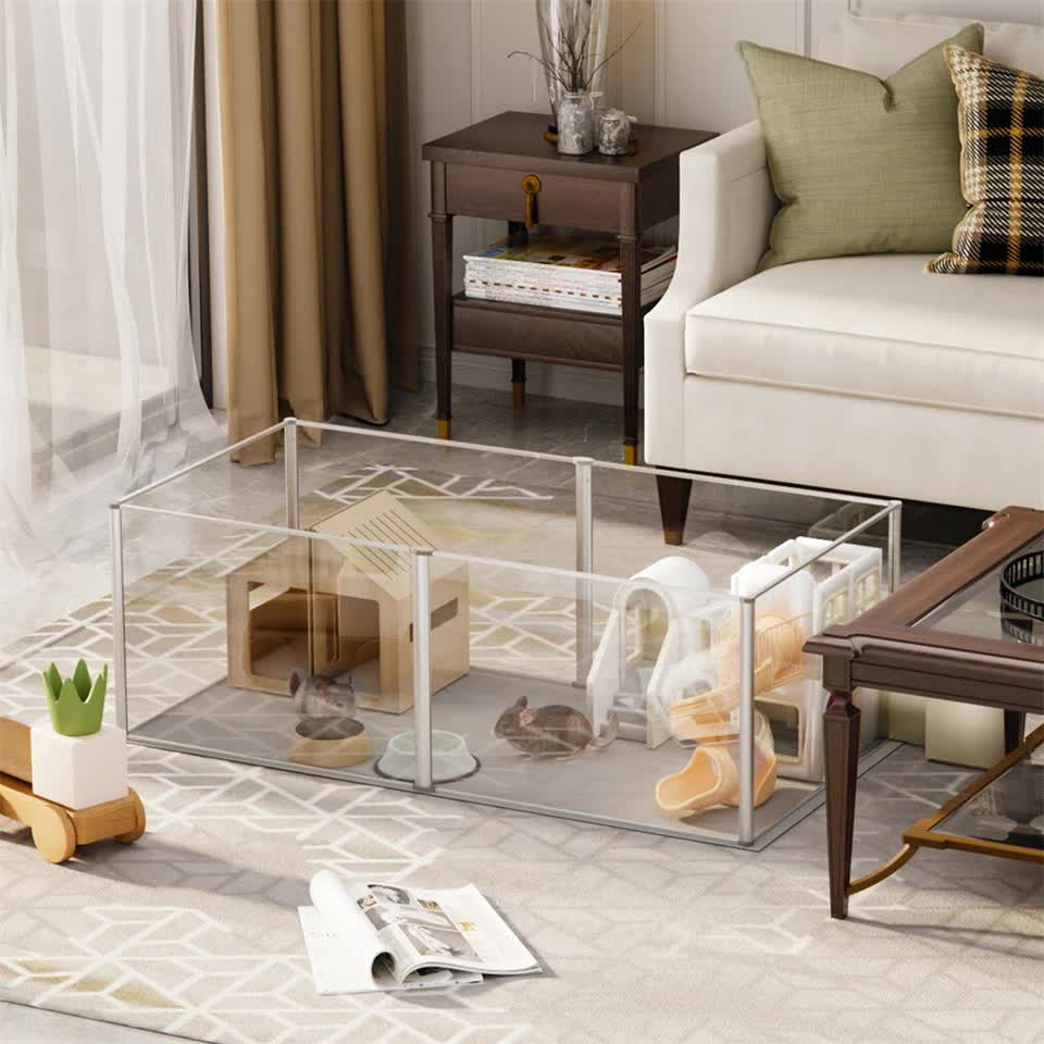Large Acrylic Dog Playpen Fence Clear Pet Fertility Cage Fence Enclosure Playgroup V767-XPETSYL-6S-V1