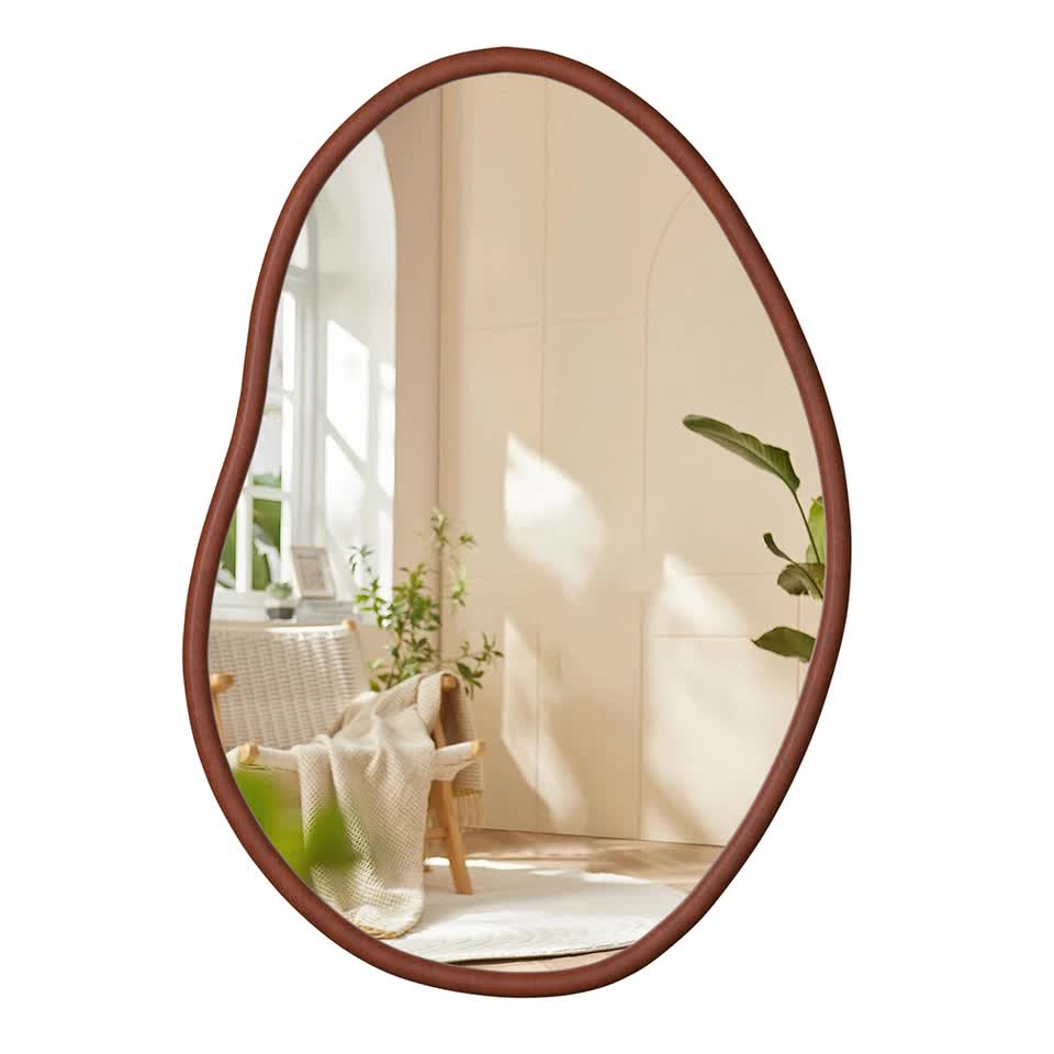 Large Wooden Frame Wall Mirror - Entryway & Hall Decor V767-YSJ-X112L-V1