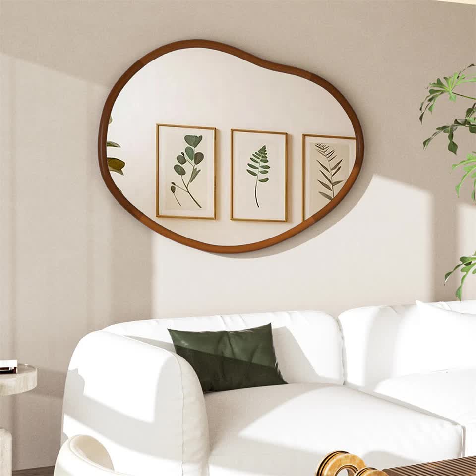 Large Wooden Frame Wall Mirror - Entryway & Hall Decor V767-YSJ-X112L-V1