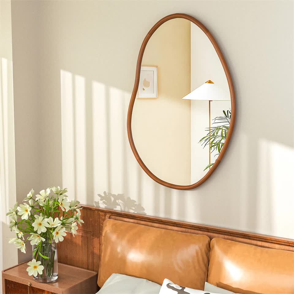 Large Wooden Frame Wall Mirror - Entryway & Hall Decor V767-YSJ-X112L-V1