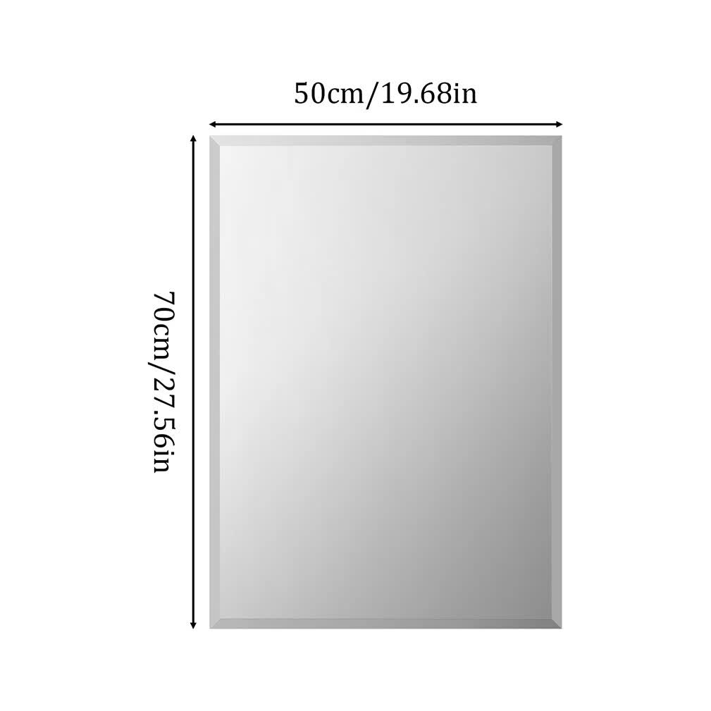 P&P Silver Rectangular Wall Mirror 50x70cm Frameless Beveled Edge Glass for Modern Rooms V767-YSJ-XB139-37