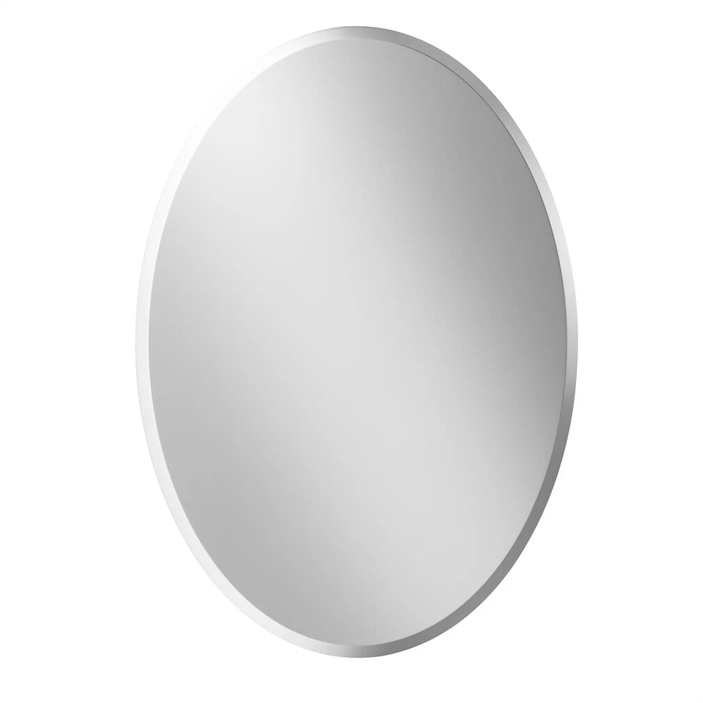 Beveled Edge Oval Wall Mirror, Frameless Decorative Glass Mirror for Bathroom, Living Room, Entryway, Hallway V767-YSJ-XB161-37