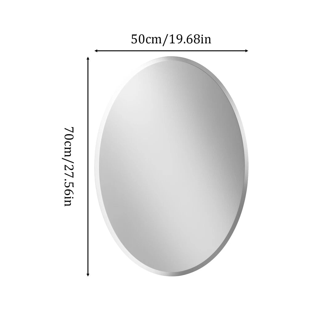 Beveled Edge Oval Wall Mirror, Frameless Decorative Glass Mirror for Bathroom, Living Room, Entryway, Hallway V767-YSJ-XB161-37