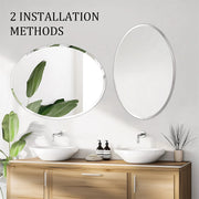Beveled Edge Oval Wall Mirror, Frameless Decorative Glass Mirror for Bathroom, Living Room, Entryway, Hallway V767-YSJ-XB161-37