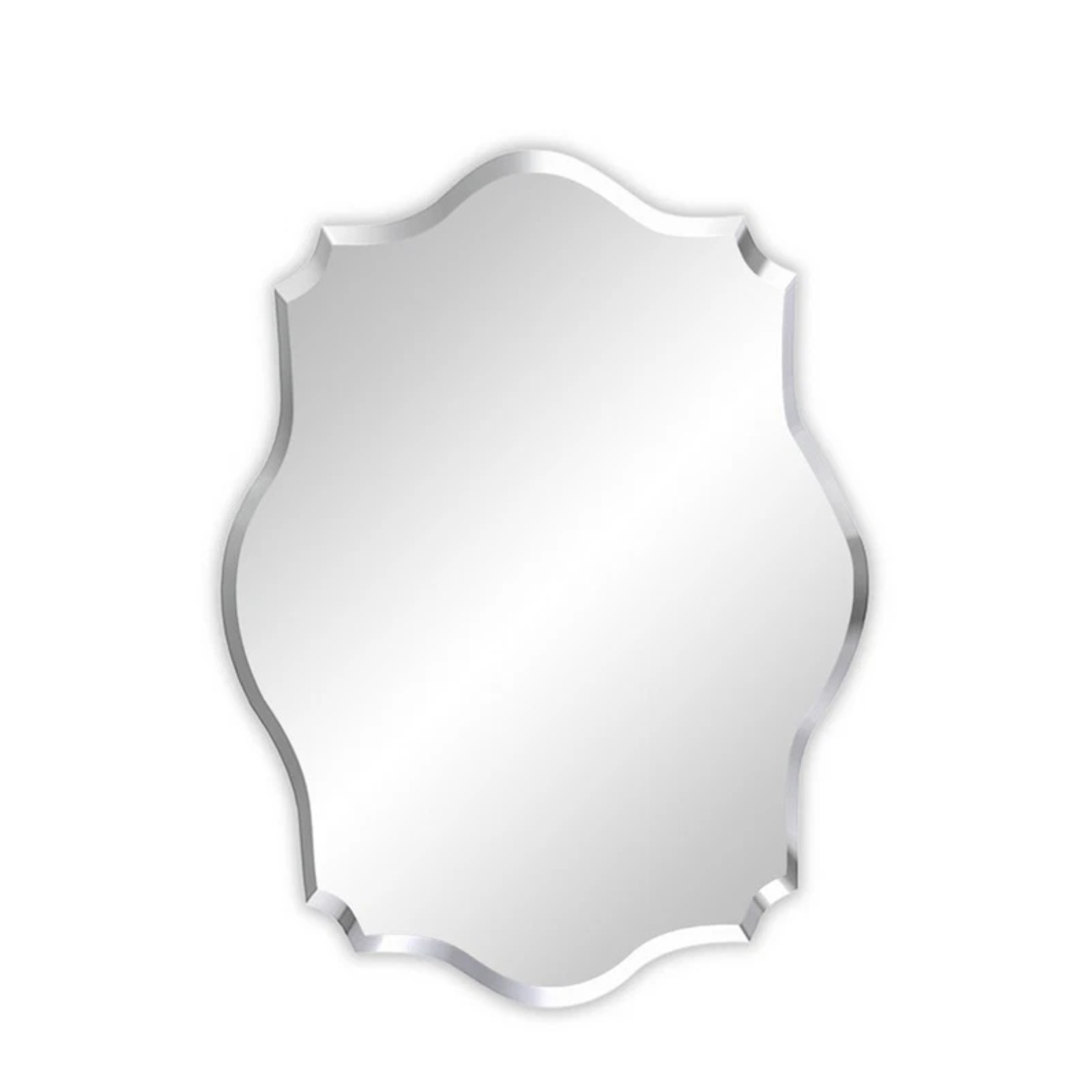 P&P Silver Irregular Wall Mirror 60x80cm Beveled Frameless Glass Accent for Modern Homes V767-YSJ-XB167-68