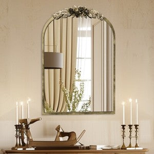 Elegant Rose - Designed Baroque Brass Arched Mirror Size Large V767-YSJ-Z113
