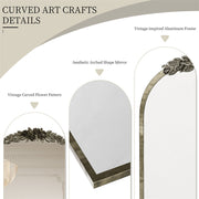 Elegant Rose - Designed Baroque Brass Arched Mirror Size Large V767-YSJ-Z113