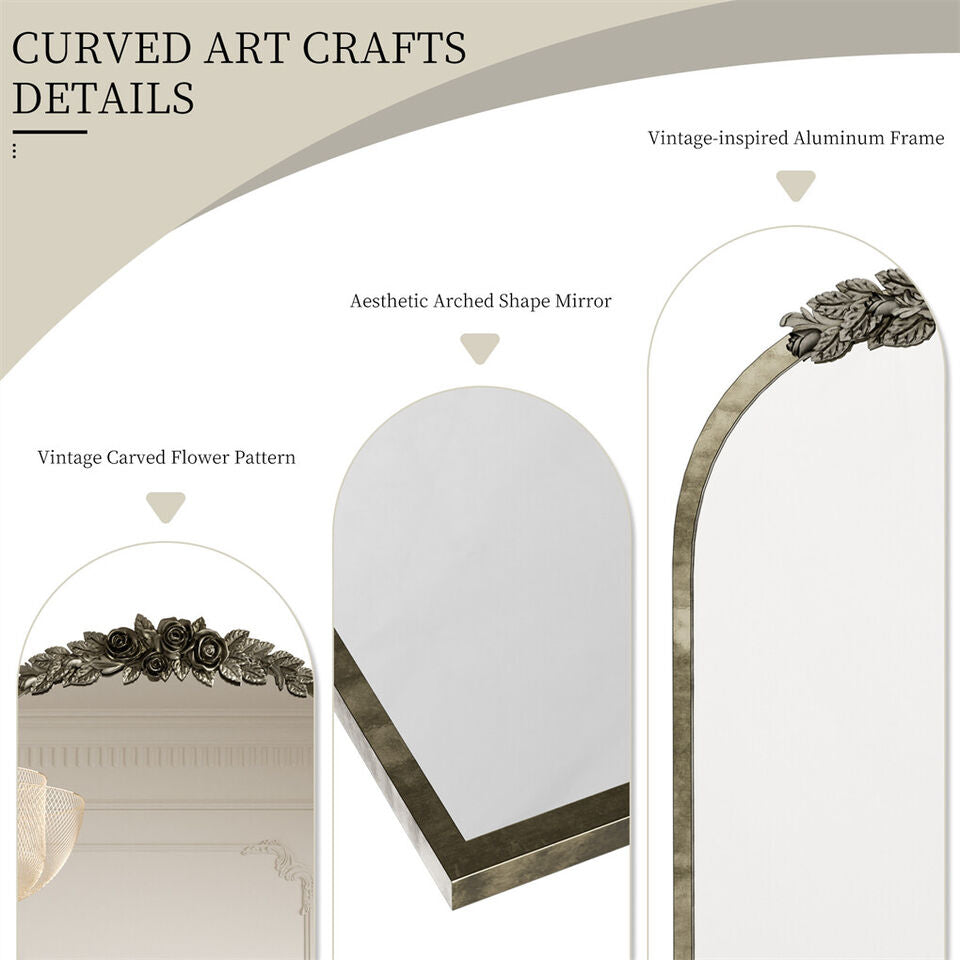 Elegant Rose - Designed Baroque Brass Arched Mirror Size Large V767-YSJ-Z113