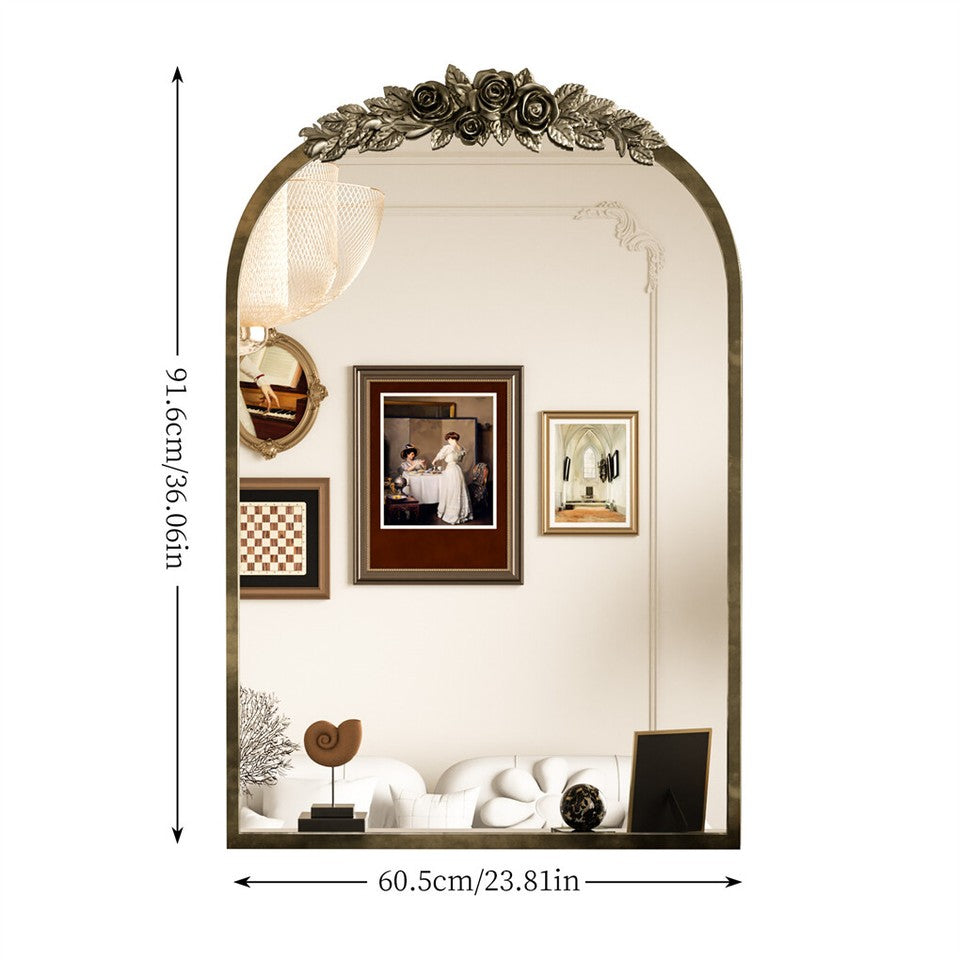 Elegant Rose - Designed Baroque Brass Arched Mirror Size Large V767-YSJ-Z113