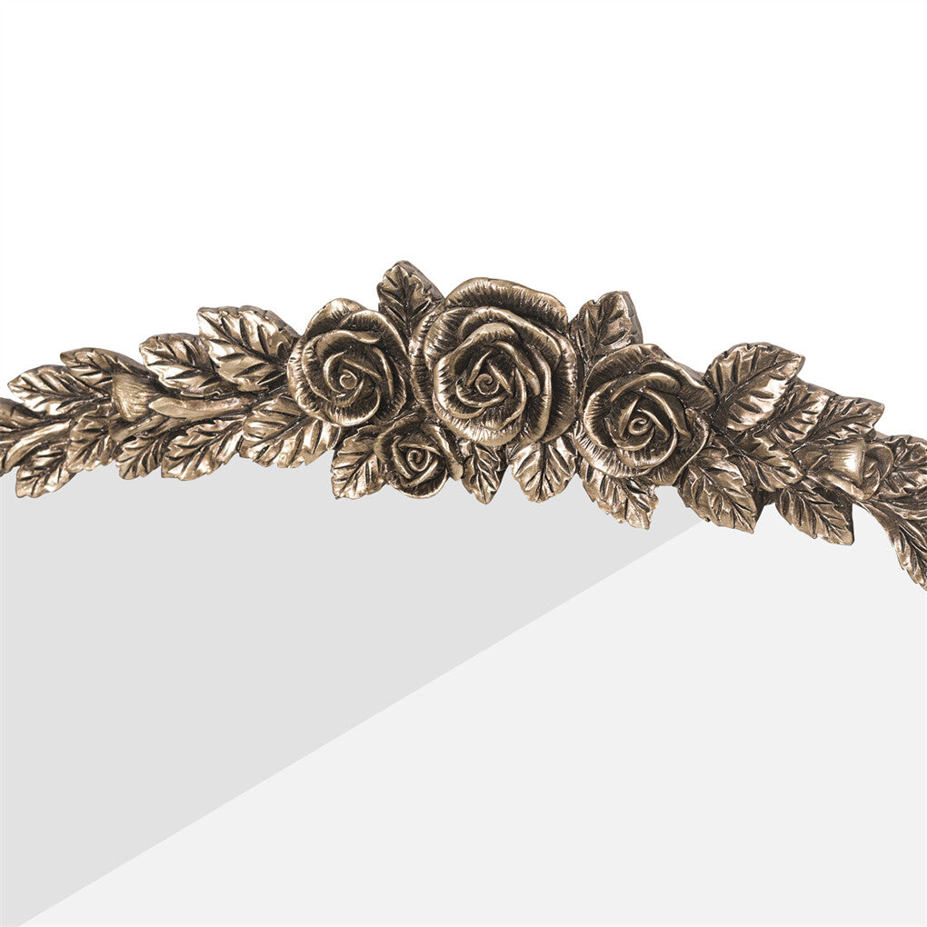 Antique Baroque Arched Wall Mirror Rose Edge Decorative Mirror Fireplace Entryway V767-YSJ-Z113-S