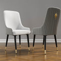 High-End Grey Dining Chairs Set of 2 Faux Leather Upholstered Kitchen Chairs with Gold Lion Head V767-YZ-X111-HH