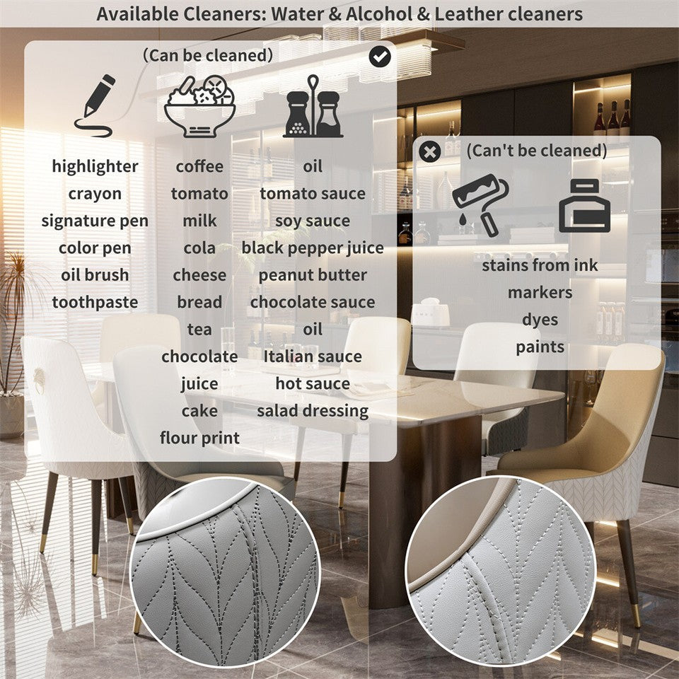 High-End Grey Dining Chairs Set of 2 Faux Leather Upholstered Kitchen Chairs with Gold Lion Head V767-YZ-X111-HH