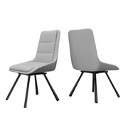 P&P Light Grey Set Of 2 Faux Leather Dining Chairs With Black Metal Legs Padded Modern Seats V767-YZ-X116-H
