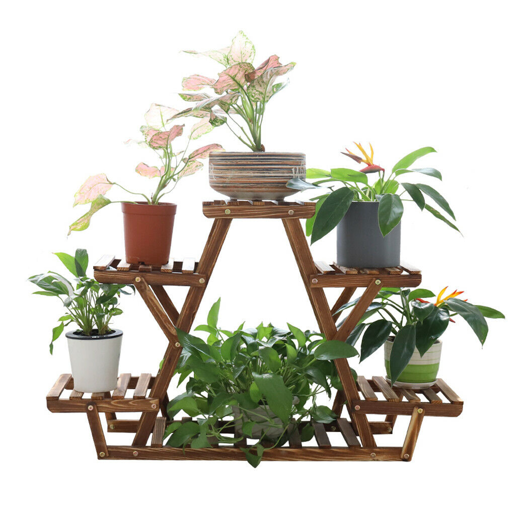 Upgraded Thick Wood Indoor Plant Stand with Flower Planter Shelves V767-ZJJ147-AU