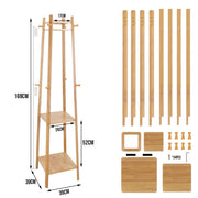 3 Layer 8 Hooks Shelf Clothes Coat Hat Rack Tree Stand Bamboo Hanger Organizer V767-ZJJ150