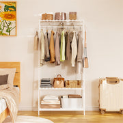 Large White Bamboo Garment Clothes Rack Shoes Coats Shelf w/ 3 Shelves & 10 Hook V767-ZJJ174-WT