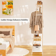 Large White Bamboo Garment Clothes Rack Shoes Coats Shelf w/ 3 Shelves & 10 Hook V767-ZJJ174-WT