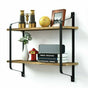 2 Layer Wood Wall Shelves Home Decor Floating Shelf Metal Hanging Storage Rack V767-ZJJ204